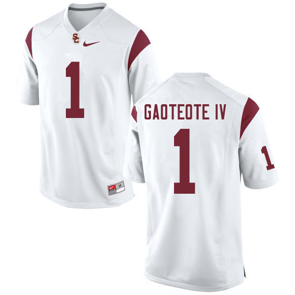 Men #1 Palaie Gaoteote IV USC Trojans College Football Jerseys Sale-White - Click Image to Close